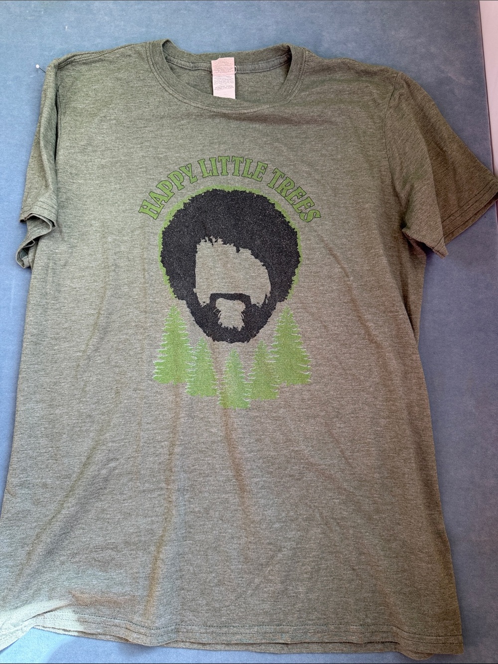 Next Level Apparel Olive Green 'Happy Little Trees' Graphic Tee